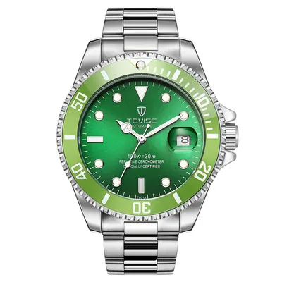 Ceas mecanic automatic Tevise Otel Verde Analog Business Elegant Data