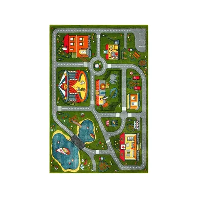 Covor Dreptunghiular pentru Copii, 120 x 170 cm, Verde, Kolibri Model Drumulete 11061