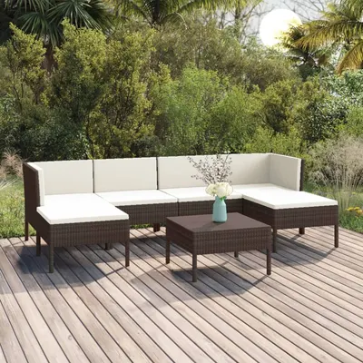 Gossi set mobilier de gradina cu perne, 7 piese, maro, poliratan