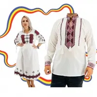 Set Cuplu Traditional 387 Camasa Traditionala si Rochie Traditionala