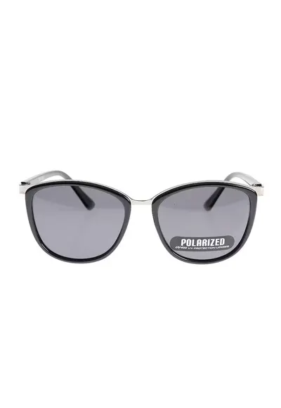 Ochelari de soare eleganti cu rama neagra si detalii metalice