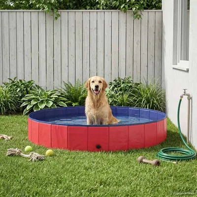 vidaXL Piscină pentru câini Ø200 x 30 cm PVC gros Roșu