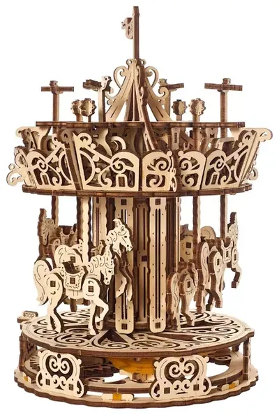 Puzzle 3D din lemn Ugears din 305 piese - Carusel de distracții