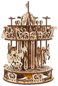 Puzzle 3D din lemn Ugears din 305 piese - Carusel de distracții