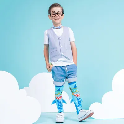 Șosete lungi colorate Madmia pentru băieți Shark 3-5 ani