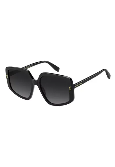 Ochelari de soare patrati cu detalii logo - Negru