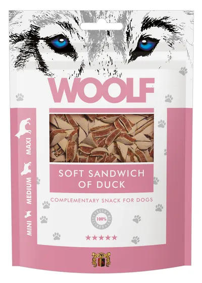 WOOLF DOG SNACKS Soft Sandwich of Duck 100g