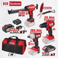 Set de scule și accesorii Raider - R20, 3 mașini, 20V