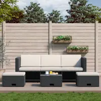 Gossi set mobilier de gradina cu perne, 4 piese, negru, poliratan