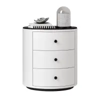 Noptieră Modernă Multifuncțională cu Încărcare Wireless 15W, Iluminare LED în 3 Culori și 3 Sertare de Depozitare-WHITE