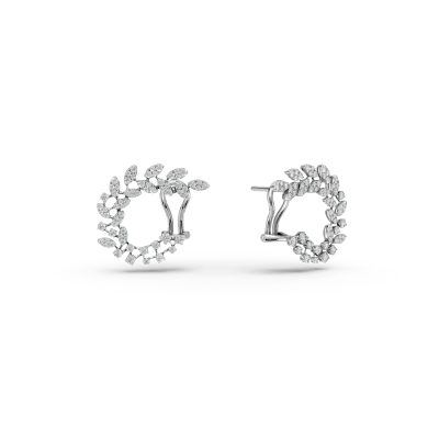 Cercei geometrici din aur alb cu diamante de 1.5ct