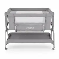 Patut co-sleeper, Feedo, Cu sistem de leganare, Inaltime adjustabila pana la 57-69 cm, sustine pana la 9 kg, 0 luni+ Gri