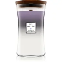 Woodwick Trilogy Amethyst Sky lumânare parfumată cu fitil din lemn 609.5 g