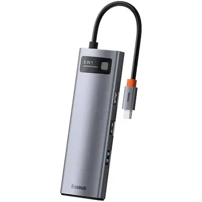 DOCKING Station Baseus Metal Gleam, conectare PC USB Type-C, USB 3.0 x 2, USB Type-C x 1, Card reader SD x 1, MicroSD x 1, USB Type C x 1 PD 100W 5V/9V/14.5V/20V 5A (Max.), HDMI x 1/4K/30Hz, gri "WKWG020113"