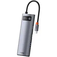 DOCKING Station Baseus Metal Gleam, conectare PC USB Type-C, USB 3.0 x 2, USB Type-C x 1, Card reader SD x 1, MicroSD x 1, USB Type C x 1 PD 100W 5V/9V/14.5V/20V 5A (Max.), HDMI x 1/4K/30Hz, gri "WKWG020113"