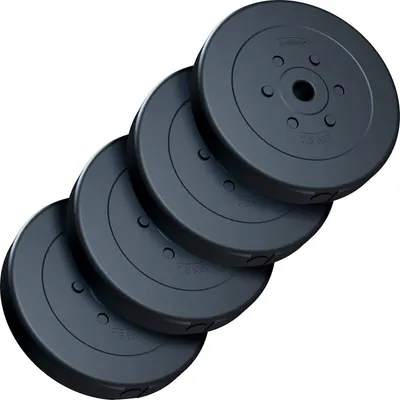 Set placi haltere 30 KG (4x7.5 KG) 30 și 31mm plastic ciment negru
