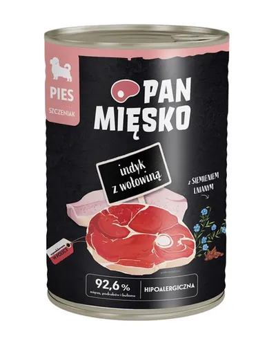 PAN MIĘSKO Curcan cu vită hrană umedă pentru căței 400 g