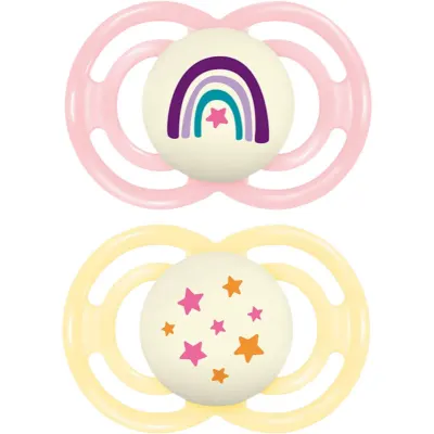 MAM Perfect Night 16+ months suzetă Pink/ Yellow 2 buc