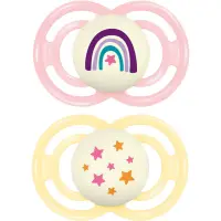MAM Perfect Night 16+ months suzetă Pink/ Yellow 2 buc