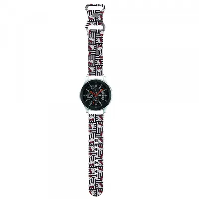 Curea Hello Kitty Silicone Kitty Heads & Stripes pentru Samsung Galaxy Watch / Huawei Watch Series, Neagra