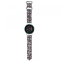 Curea Hello Kitty Silicone Kitty Heads & Stripes pentru Samsung Galaxy Watch / Huawei Watch Series, Neagra