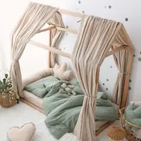 Set 2 baldachine muselina pentru pat tip casuta, Little Amy, Bej, 2x330 cm pentru pat 100x180 cm