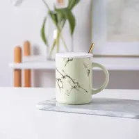 Pahar cu capac Morello - Marble, cu linguriță, 280 ml, Green
