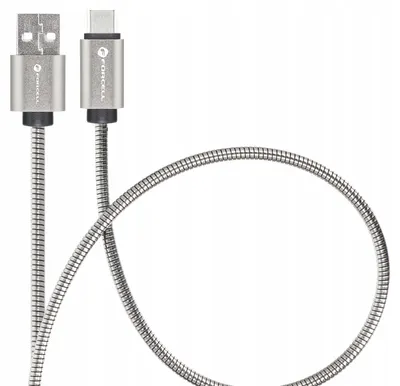 Cablu Forcell – F-Energy Metal C234, USB-A/USB-C, 2 m, 66W, argintiu