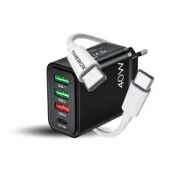 Incarcator Retea Timebox, 40W, 4 Porturi, 1 x Type-C si 3 x USB-A, Alb - Default Title