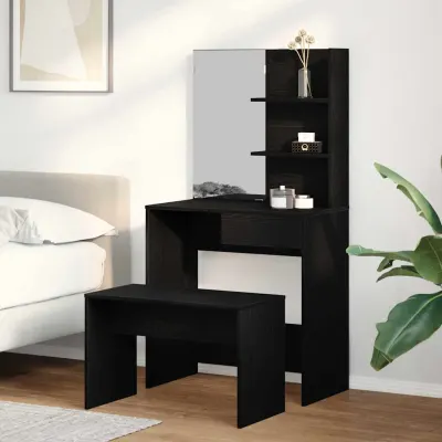 vidaXL Set de Dressing 2 buc. Stejar Negru 74,5 x 40 x 141 cm