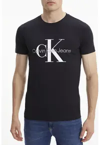 Tricou slim-fit cu imprimeu logo - Negru stins/Alb murdar