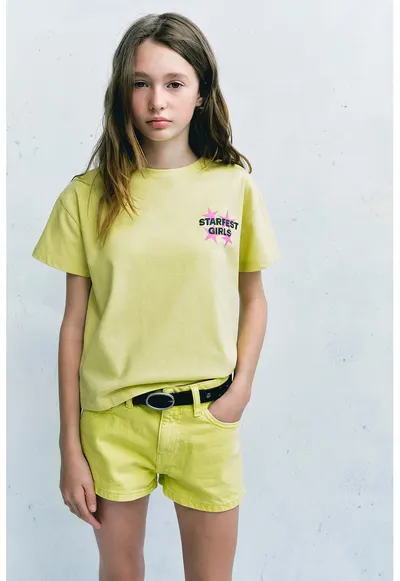 Tricou lejer cu imprimeu text - Verde fistic