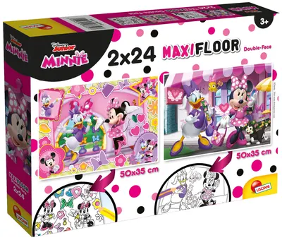 Puzzle cu două fețe Lisciani de colorat din 2 х 24 piese - Minnie