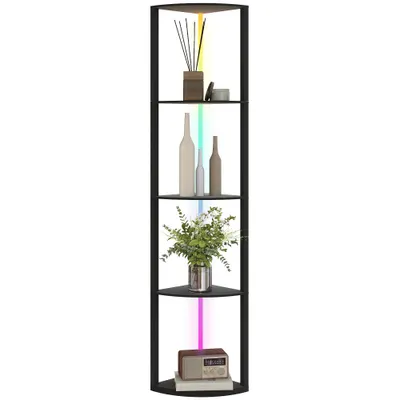 HOMCOM Lampa LED de Podea cu 5 Nivele, Reglabilă, cu Raft, Schimbare de Culori RGB, Telecomandă | Aosom Romania