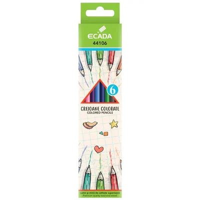 Creioane color hexagonale 6 buc/set, ECADA