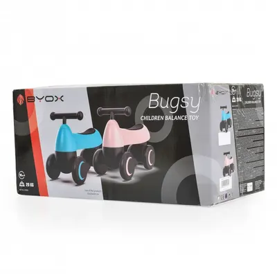 Vehicul Ride On fara pedale de la 18luni,cu roti EVA,sistem de siguranta cu viraj limitat,manere ergonomice si design modern Byox Mini Balance Bugsy Roz