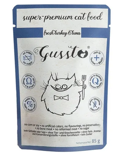 GUSSTO Cat Fresh Turkey&amp;Tuna CARNE PROASPĂTĂ DE CURCAN CU TON 85 g