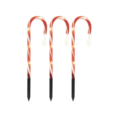 Decoratiune luminoasa de Craciun, Acadea cu baterii, temporizator, LED-uri albe, IP44, set 3 bucati