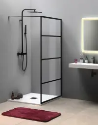 Paravan de dus 100x200 cm, negru mat, sticla transparenta, Gelco Cure Black