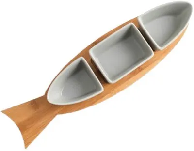 Platou de servire Morello - Fish, 36.5 x 10 cm, gri