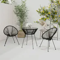 Gossi set mobilier de exterior, 3 piese, negru, ratan pvc