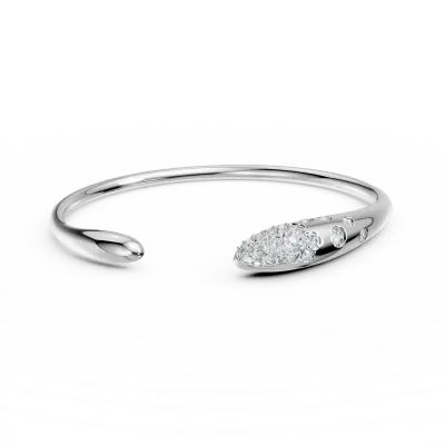 Bratara deschisa minimalista din aur alb cu diamante de 0.5ct