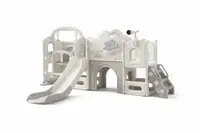 Spatiu de joaca pentru copii Nichiduta Garden Sky Bear 6 GreyWhite, cu tobogan, leagan, scara si manere de sustinere, zona de observare cu telescop integrat