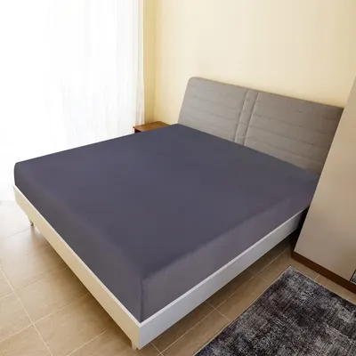 vidaXL Cearșaf de pat cu elastic, 2 buc., antracit, 140x200 cm, bumbac