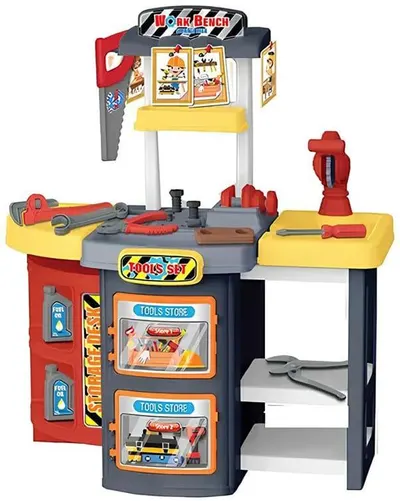 Atelier pentru copii Raya Toys - Workbench, cu unelte în valiză cu roți