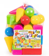 Set cu bile si cuburi multicolore din plastic pentru copii