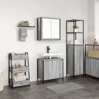 Gossi set mobilier de baie, 2 piese, gri sonoma, lemn prelucrat