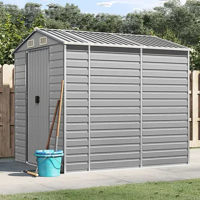 vidaXL Șopron de grădină gri deschis 191x215x198 cm, oțel galvanizat