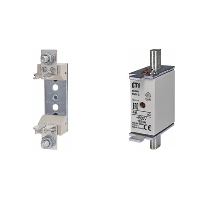Pachet Protectie Circuit Electric: Soclu Siguranta Fuzibila NH00/NH000 1P (M8), Siguranta Fuzibila NH000 gG 4A 500V