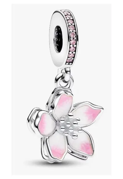 Charm tip Floare de cires Zirconiu - Argint 925
